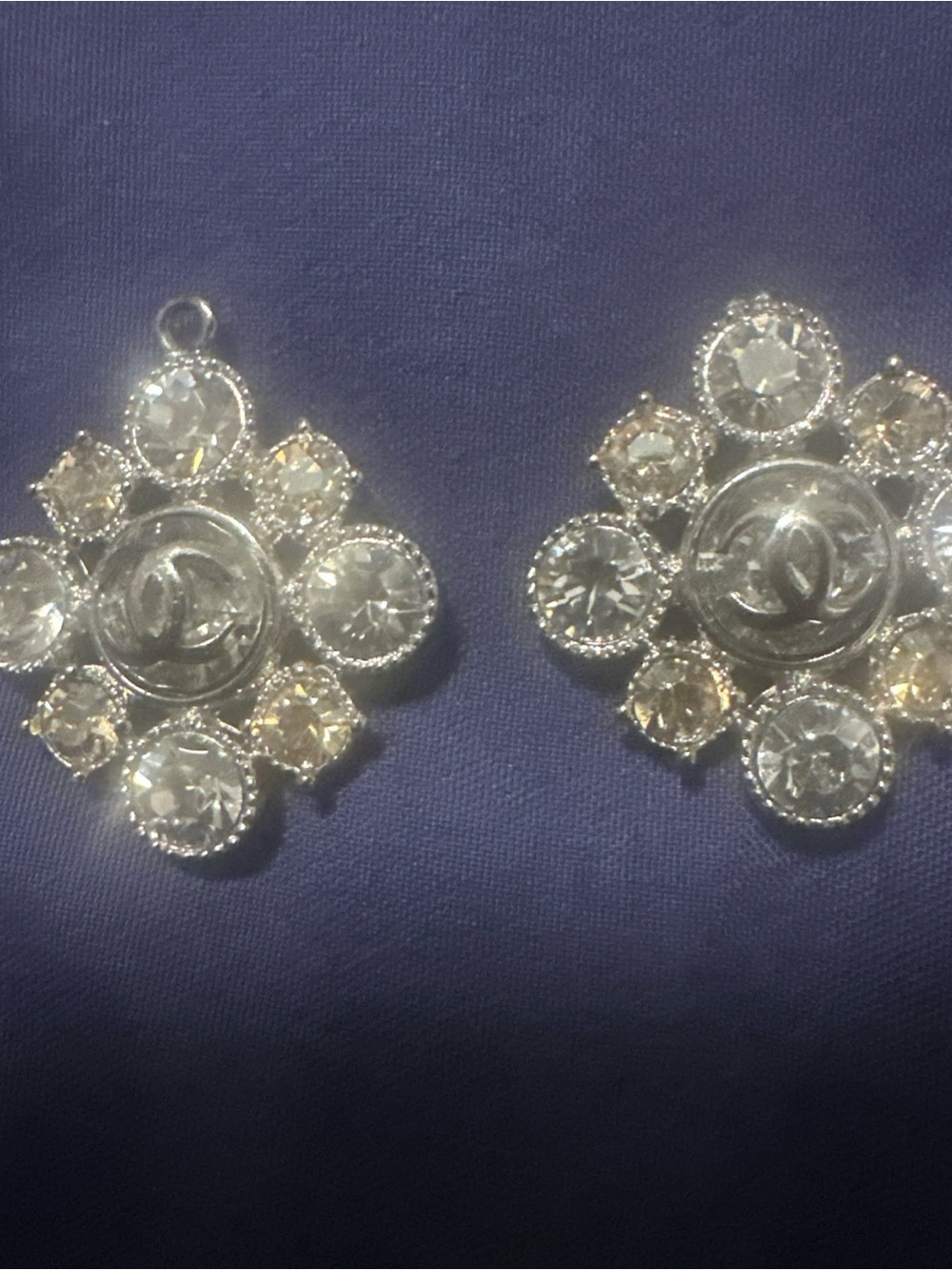 Authentic Chanel CC Rhinestone Cluster Earrings Convertible Vintage Style Signed